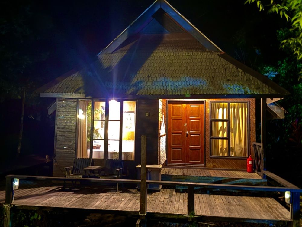 Our rooms were small chalets, nestled in the rainforest apart from one another