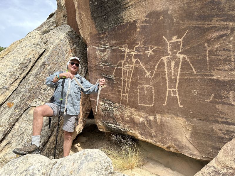 After about a 45 minute hike we found cliffs full of petroglyphs