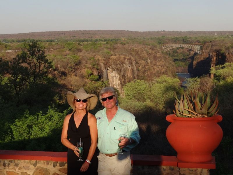 Sunset overlooking Victoria Falls from our hotel