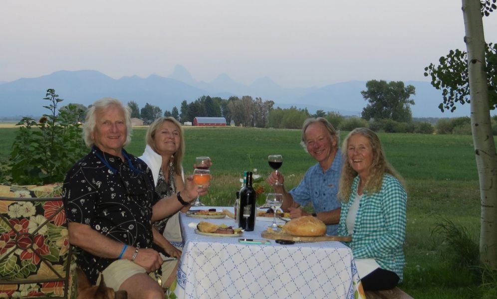  Leslie and Don at Thistledew Cabin  shared a beautiful meal with us with the Tetons in the background