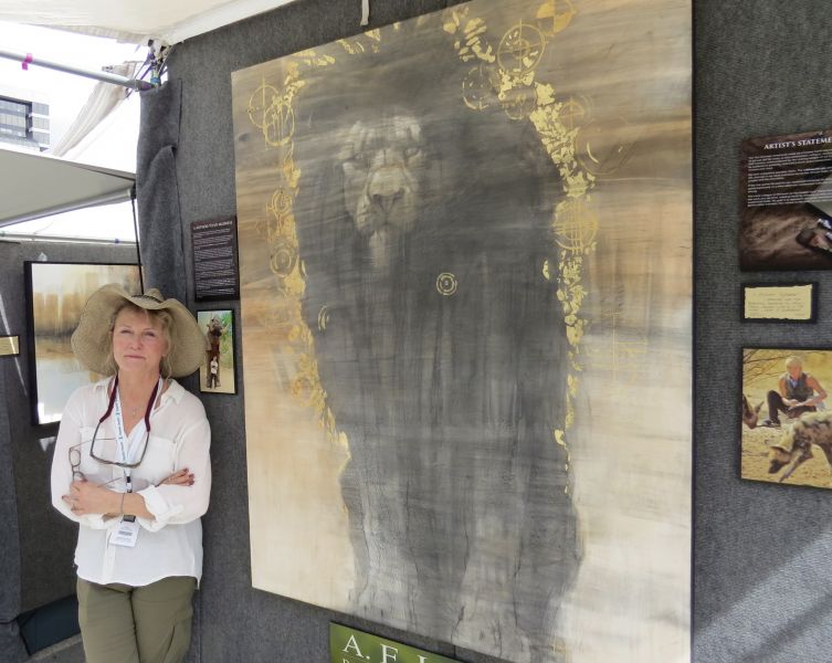 Working with gold leaf- this was my statement on trophy lion hunting