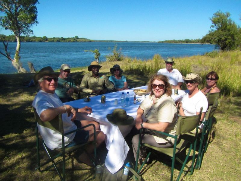 After canoeing and fishing we had a beautiful luncheon on the banks of the Zambezi
