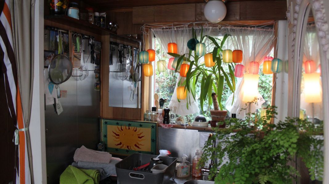 The kitchen on our houseboat