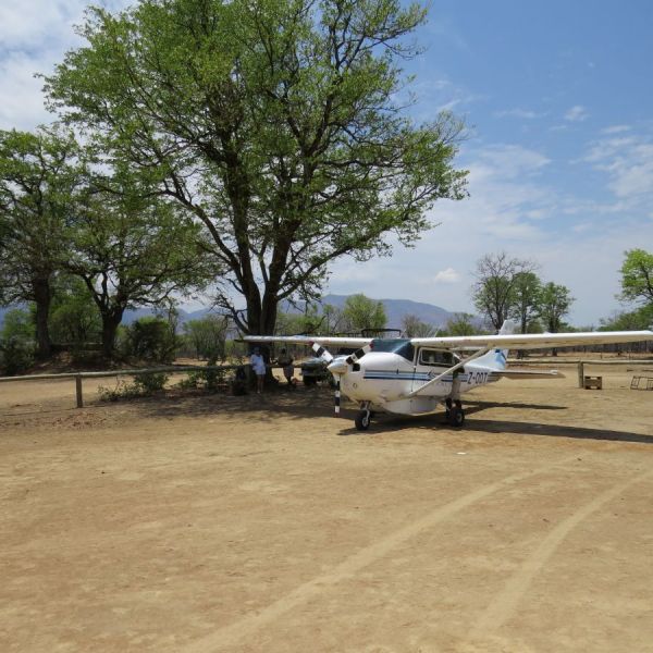 We took off from the dirt runway and flew 200 miles back to Victoria Falls