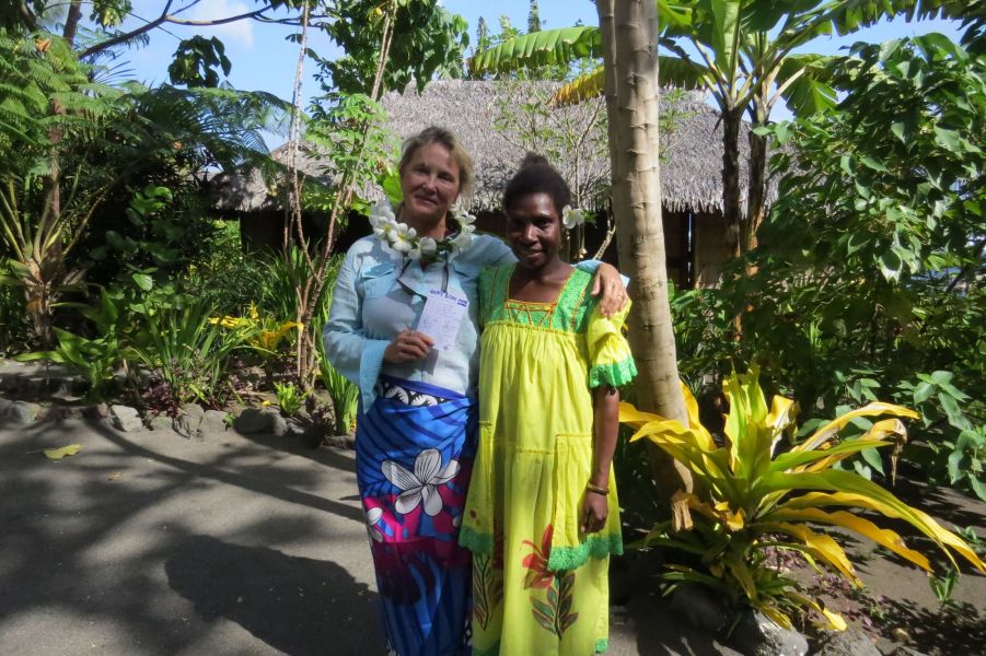 Evelyn who ran the friendly beach Lodge gave me a beautiful sarong, card and flower garland for my birthday